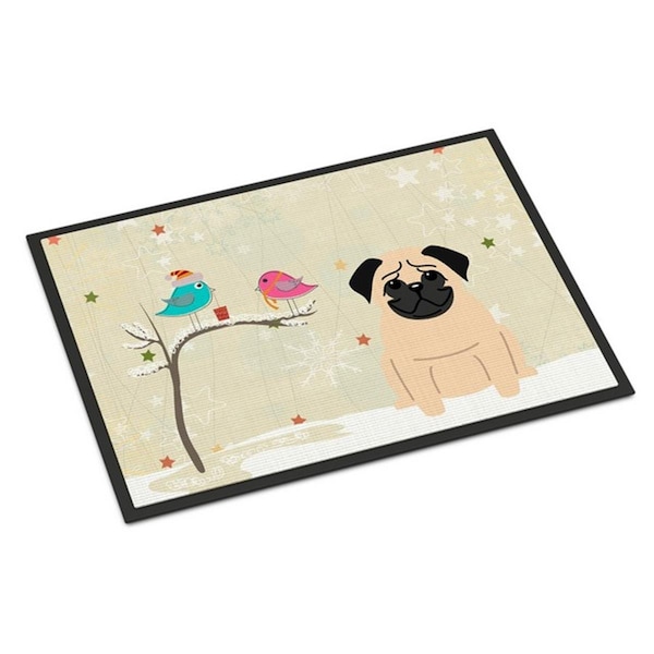 Carolines Treasures Christmas Presents Between Friends Pug Fawn Indoor or Outdoor Mat, 24 x 0.25 x 36 in. BB2480JMAT - main